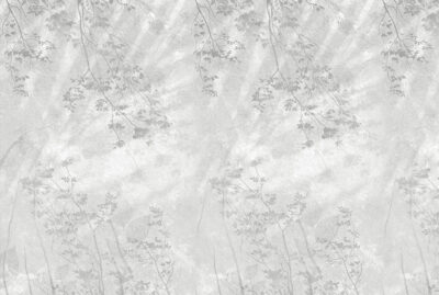 Mysterious grey tree branches and leaf imprints wall mural