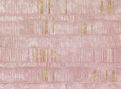 Abstract pink linear wall mural with golden elements