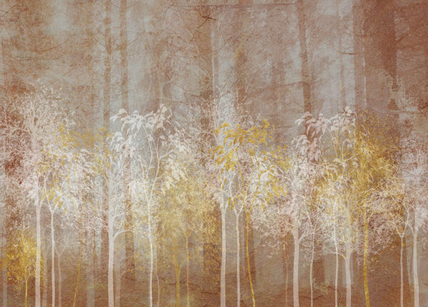 Mysterious golden forest wall mural