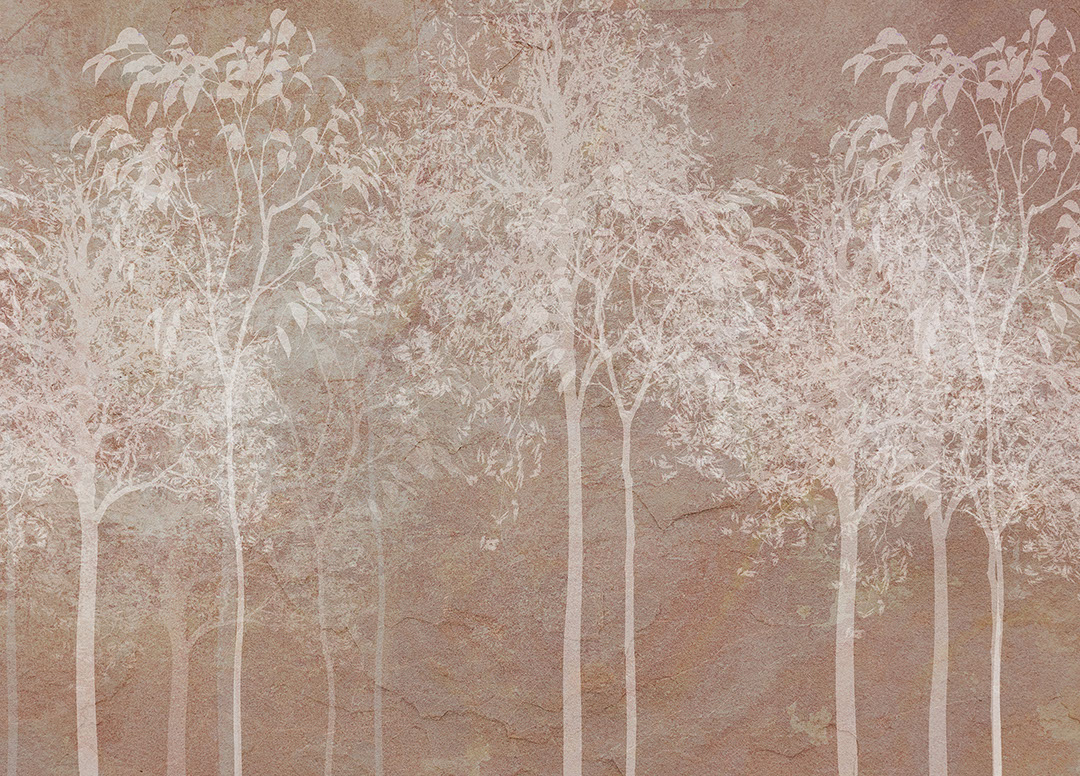 Mysterious white trees wall mural
