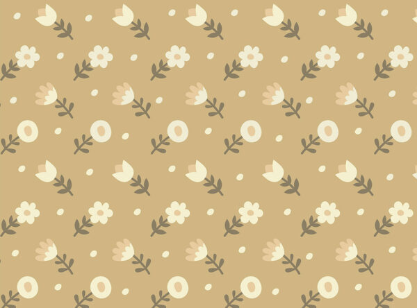 Patterned mustard floral wallpaper