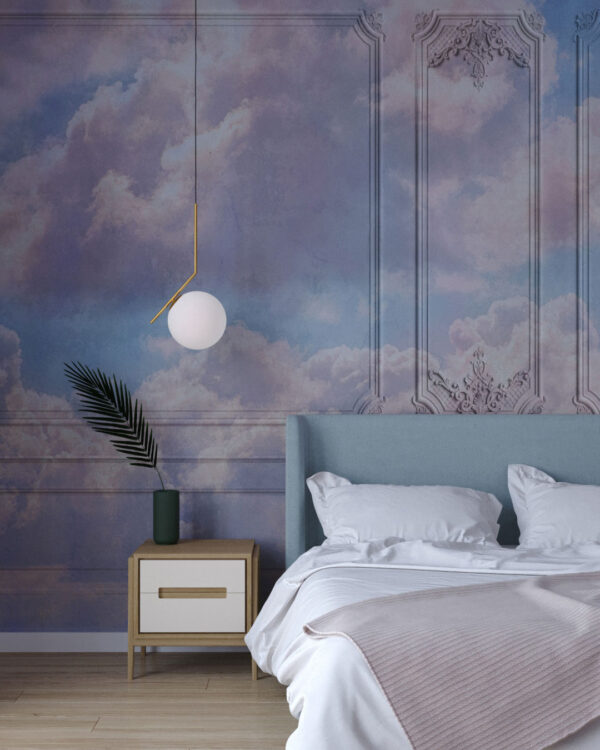 Venetian panels with purple clouds wall mural for the bedroom