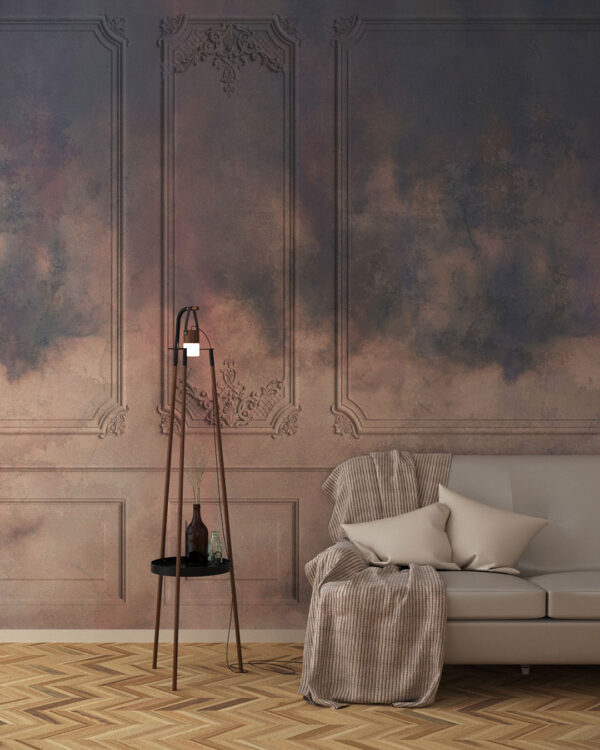 Venetian panels with crimson sky wall mural for the living room