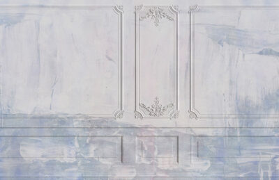 Venetian panels with blue and white plaster texture wall mural