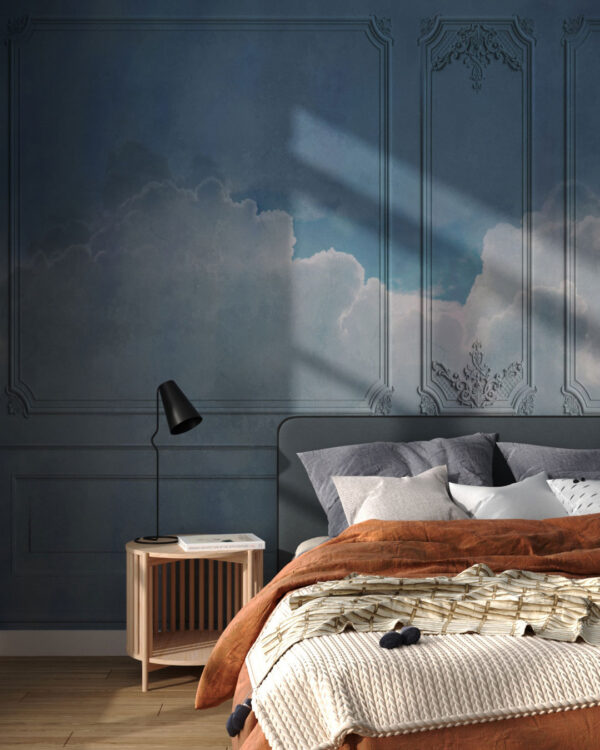 Venetian panels with clouds in the sky wall mural for the bedroom