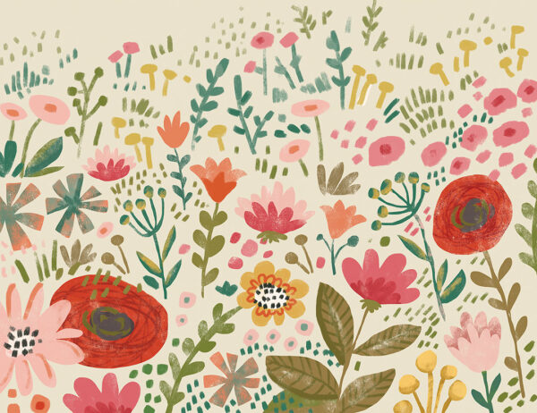 Meadow of colourful flowers wall mural