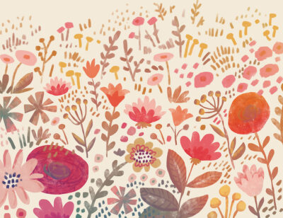 Meadow of colourful gradient flowers wall mural