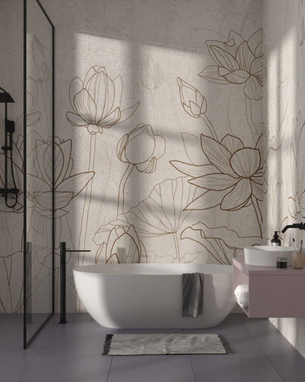 Delicate water lilies wall mural for the bathroom