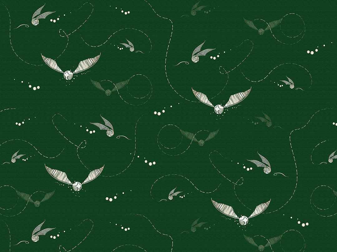 Harry Potter snitches on the navy green background patterned wallpaper