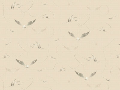 Delicate silver Harry Potter snitches on a beige background patterned wallpaper