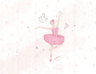 Ballerina dance in pink wall mural