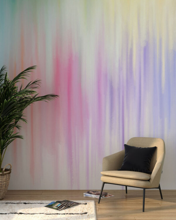 Colourful paint strokes wall mural for the living room