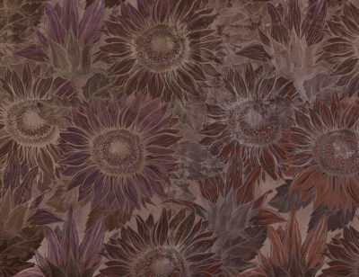 Dark red colored sunflowers wall mural