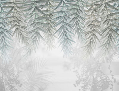 Overhanging grey willow branches wall mural