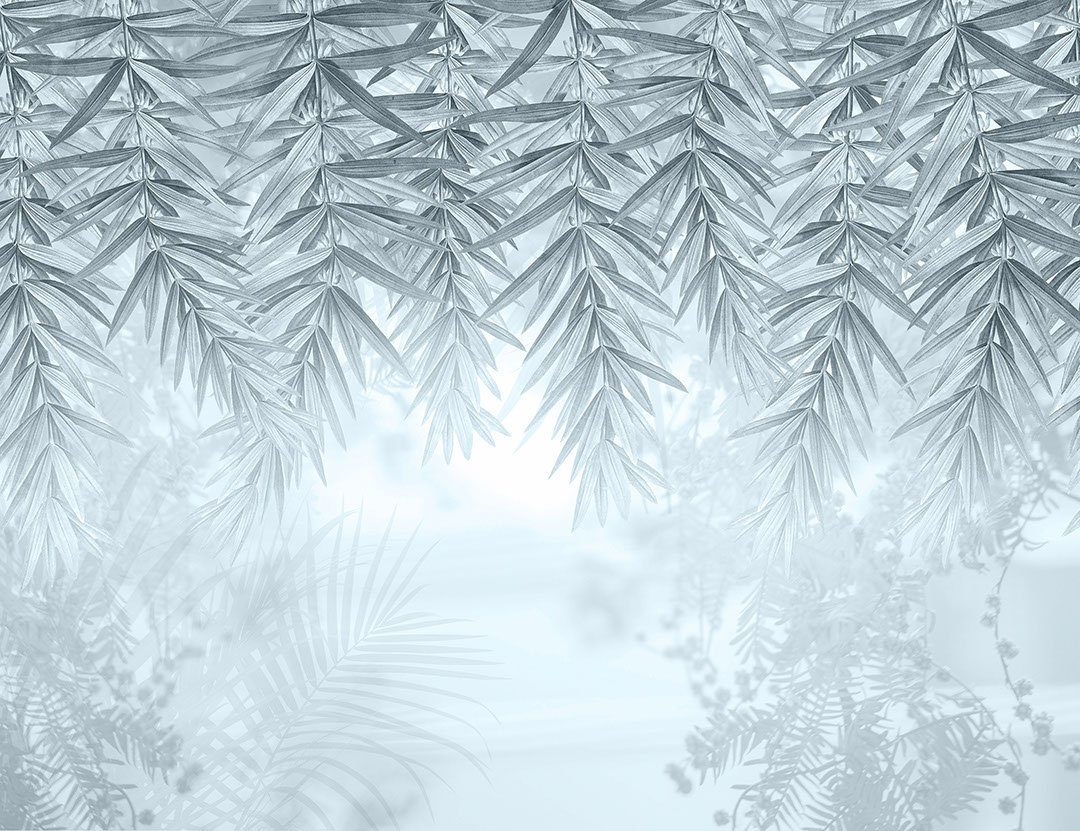 Overhanging blue willow branches wall mural