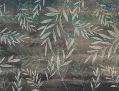 Botanical branches on a dark background wall mural