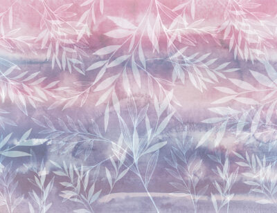 Botanical branches on a purple background wall mural