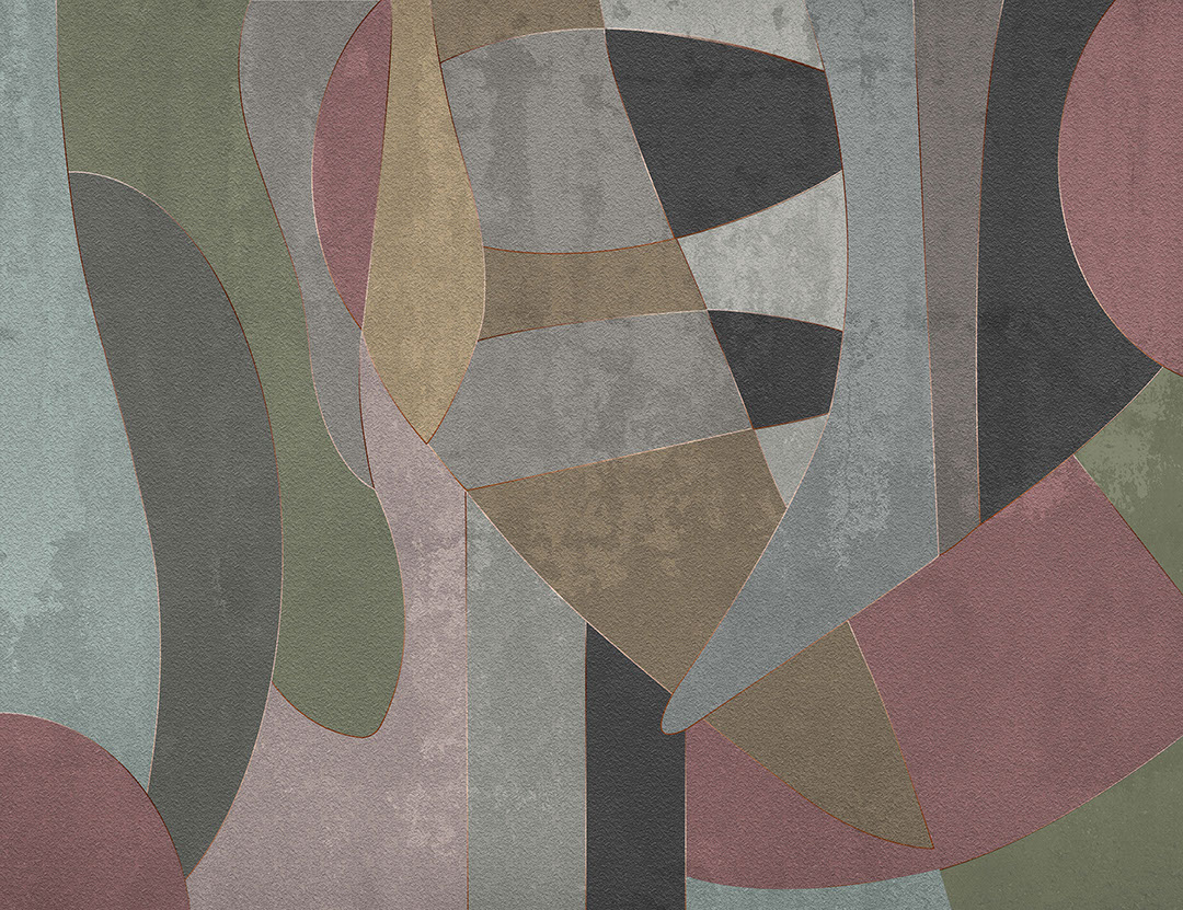 Colourful 80s style geometric wall mural