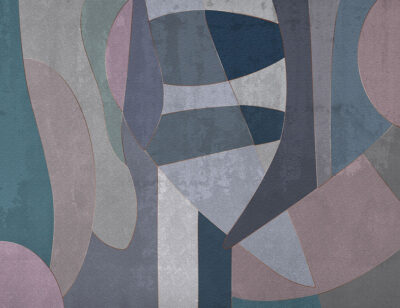 80s style geometry in cold tones wall mural