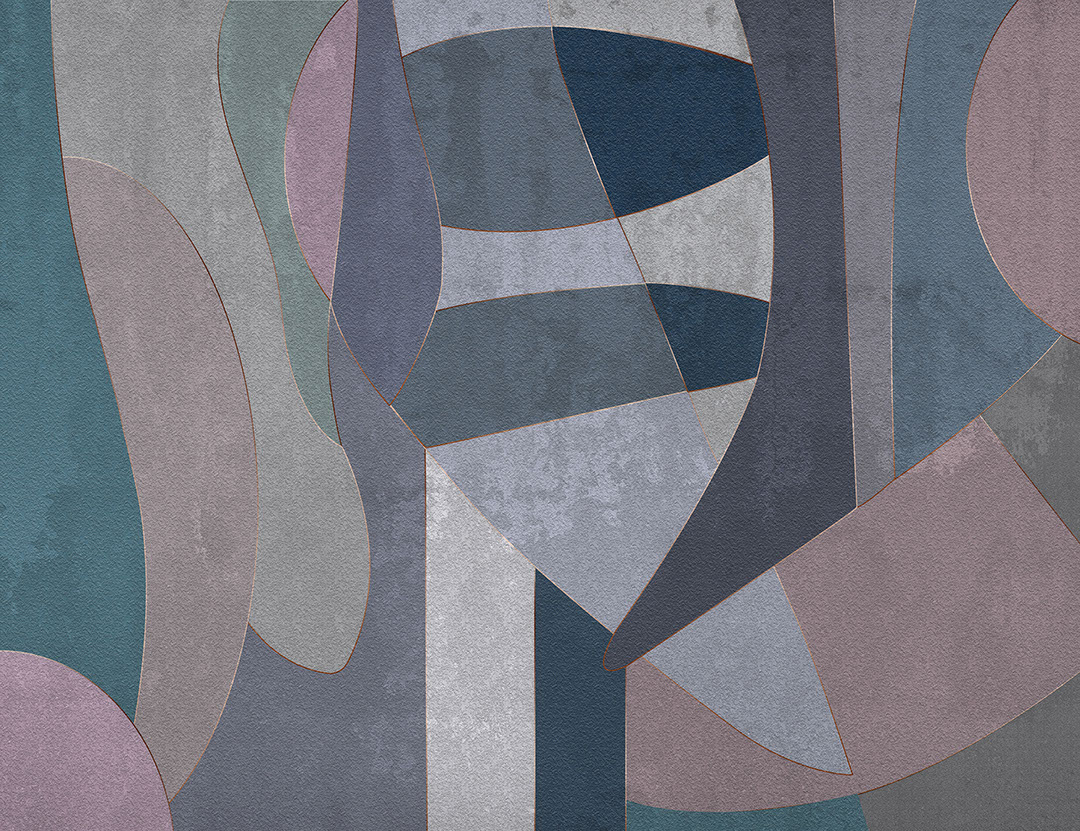 80s style geometry in cold tones wall mural