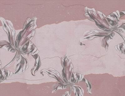 Stone flowers Irises wall mural in pink tones