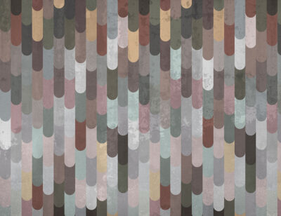 Cascade of coloured panels textured patterned wallpaper