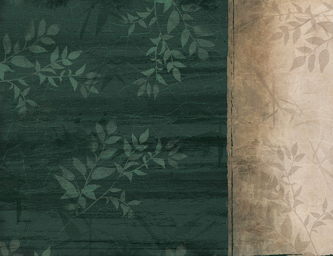 Asymmetry of textures with leaves green and beige wall mural