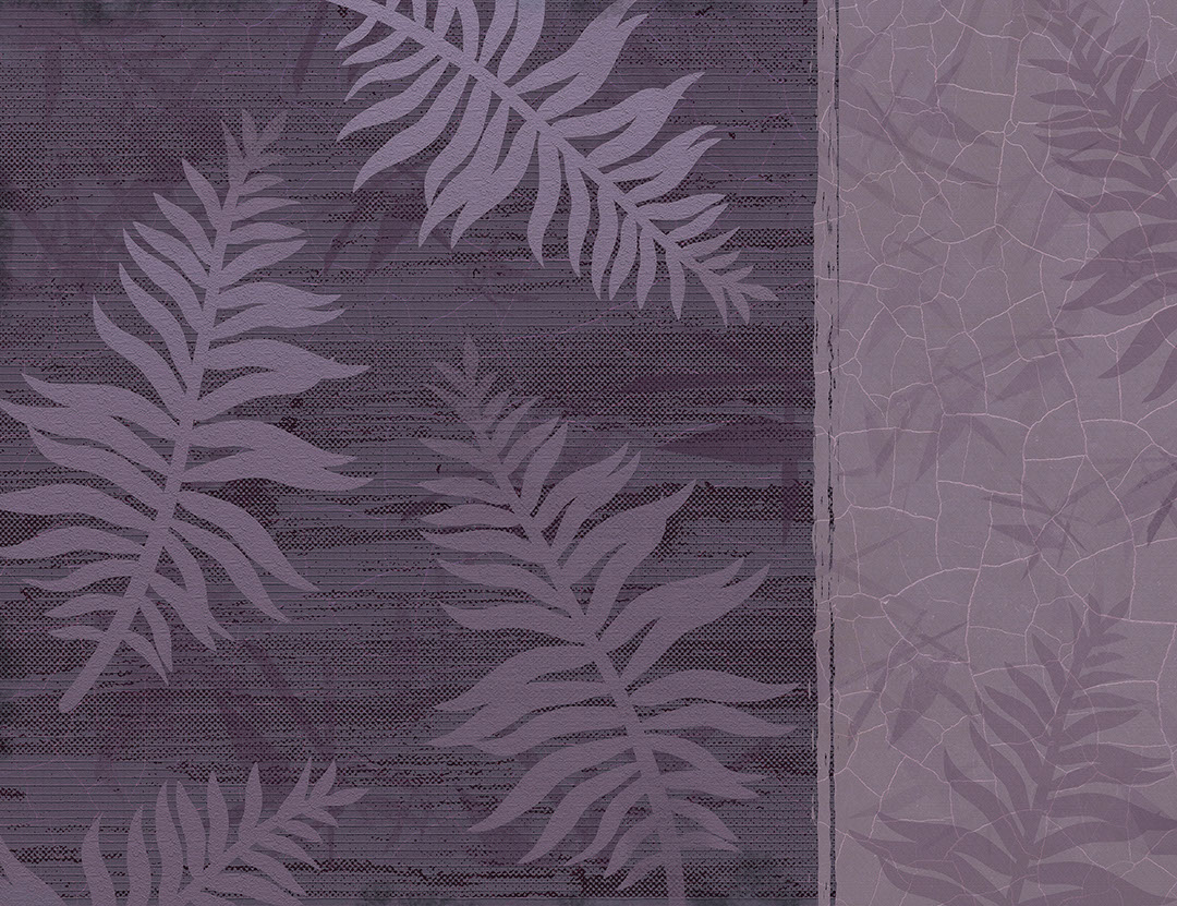 Fern leaves asymmetrical purple wall mural