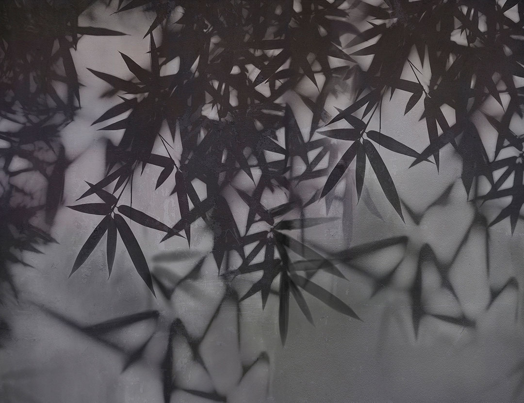 Dark palm leaves wall mural