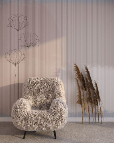 Pastel graphic lotuses wall mural for the living room