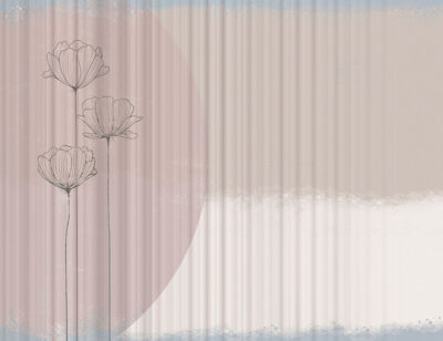 Pastel graphic lotuses striped wall mural