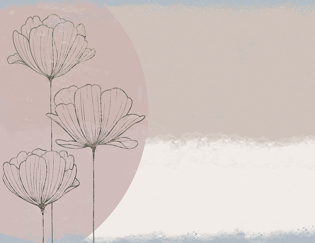 Delicate graphic lotuses on a pastel geometrical background wall mural