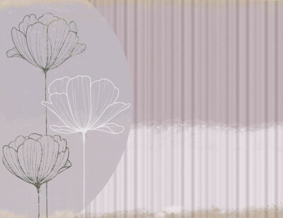 White graphic lotuses on a circle with 3D waves effect wall mural
