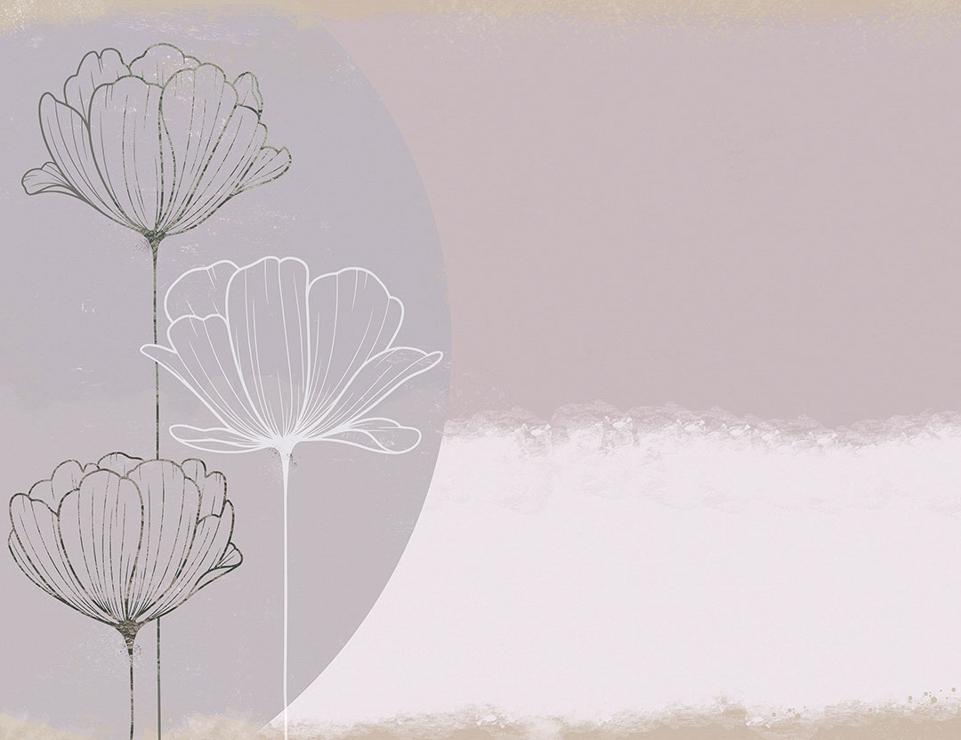 White graphic lotuses on a tender pastel background wall mural