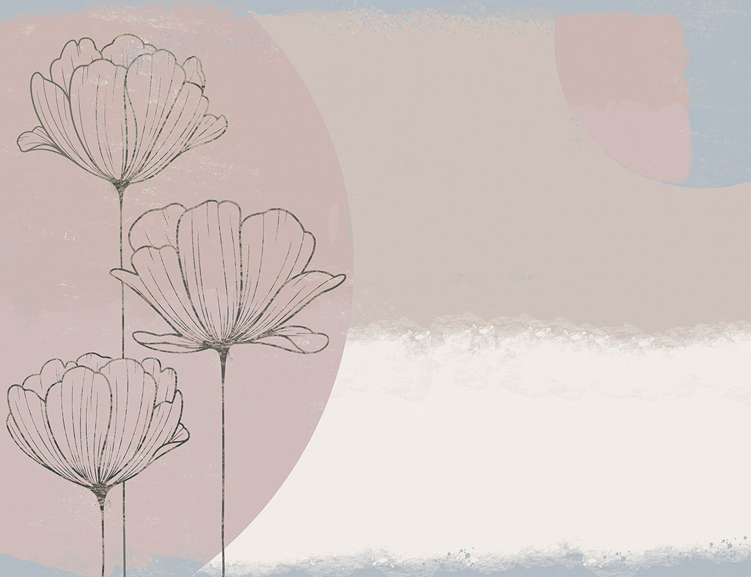 Delicate graphic lotuses with asymmetrical pastel wall mural