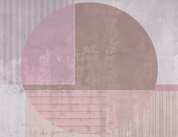 Wall mural with brown and pink textured parts of a circle