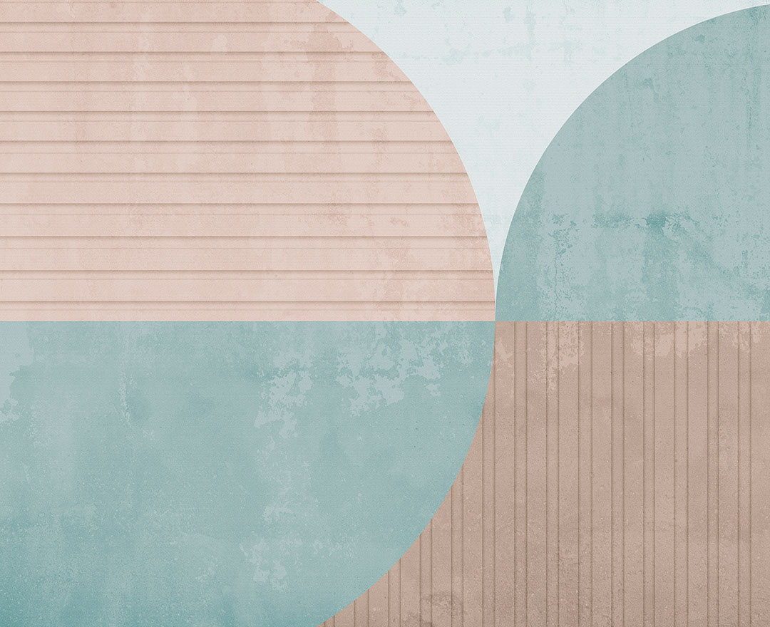 Large beige and blue geometric shapes wall mural