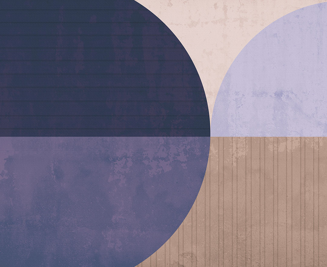 Large beige and violet geometric shapes wall mural