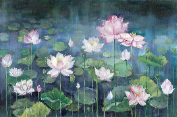 Water lilies wall mural in the style of impressionismWater lilies wall mural in the style of impressionism