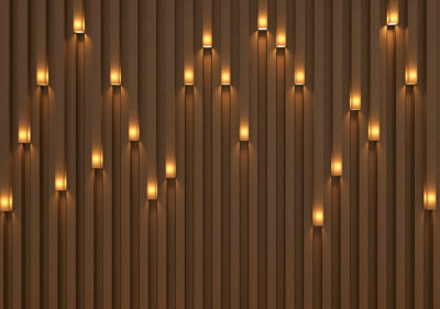 Brown 3D wall mural with built-in light effect