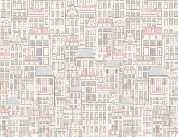 Hand-drawn minimalist pastel houses wallpaper