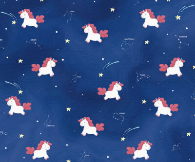 Dreamy unicorns with constellations patterned wallpaper