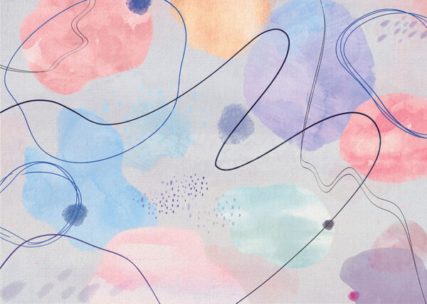 Bright watercolour abstract wall mural