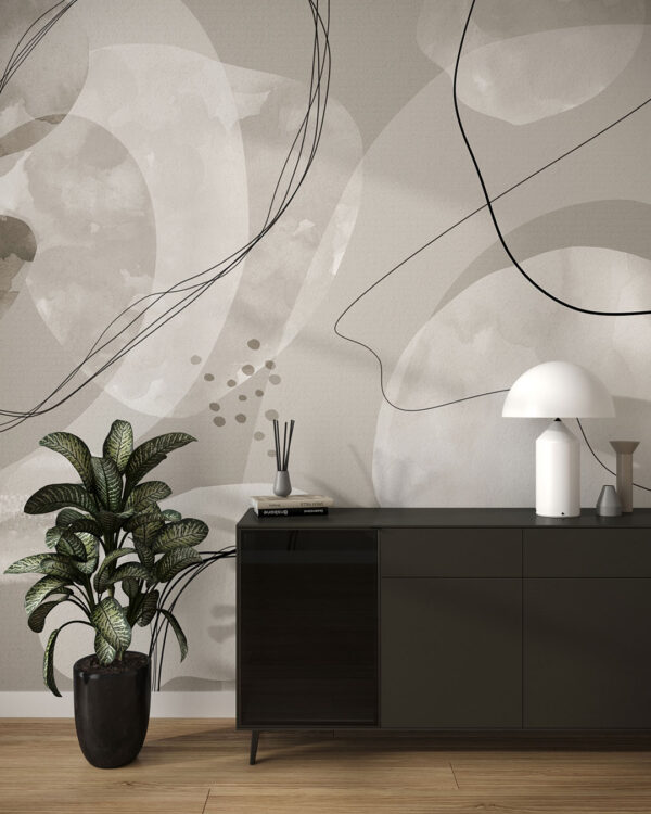 Watercolour abstract wall mural for the living room