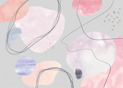 Watercolour abstract wall mural in pink tones