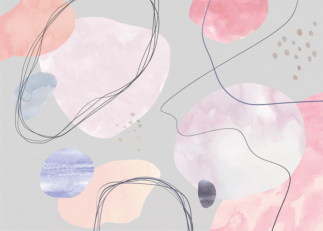 Watercolour abstract wall mural in pink tones