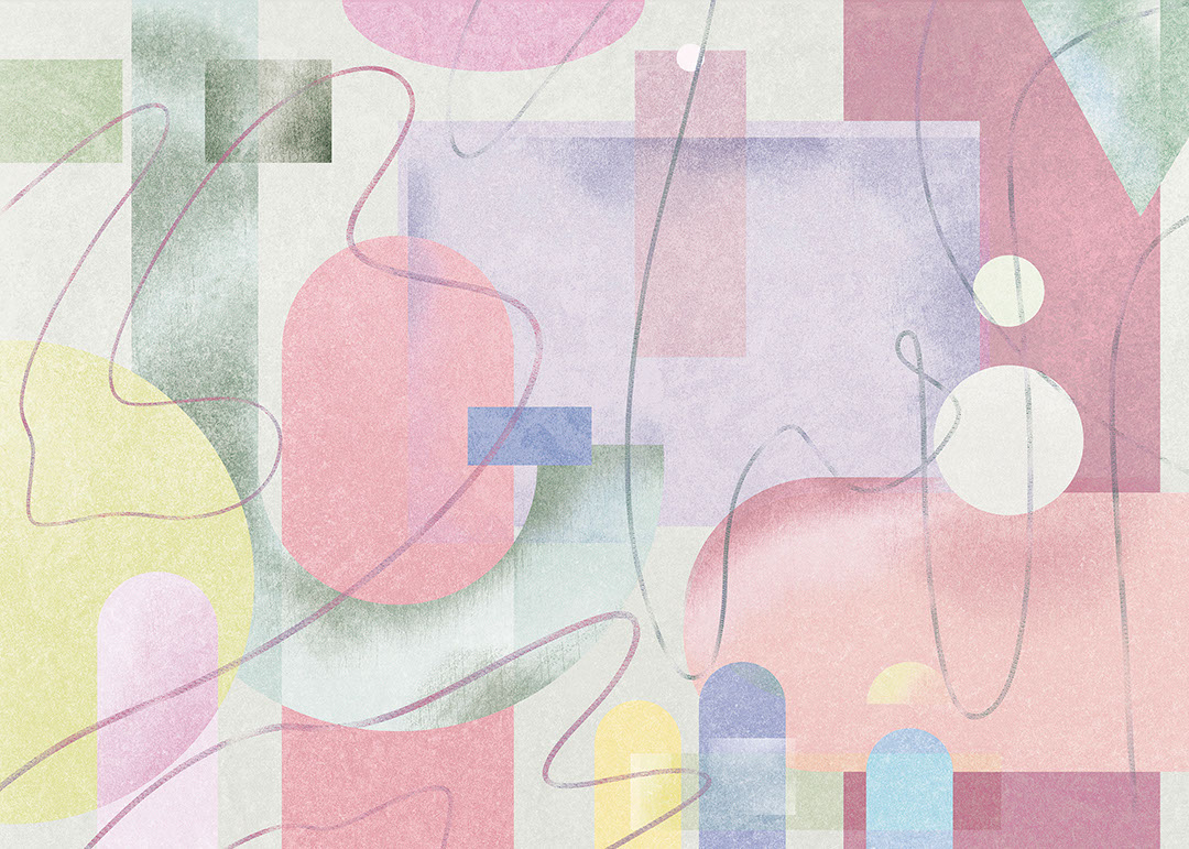 Geometric shapes in cold tones wall mural