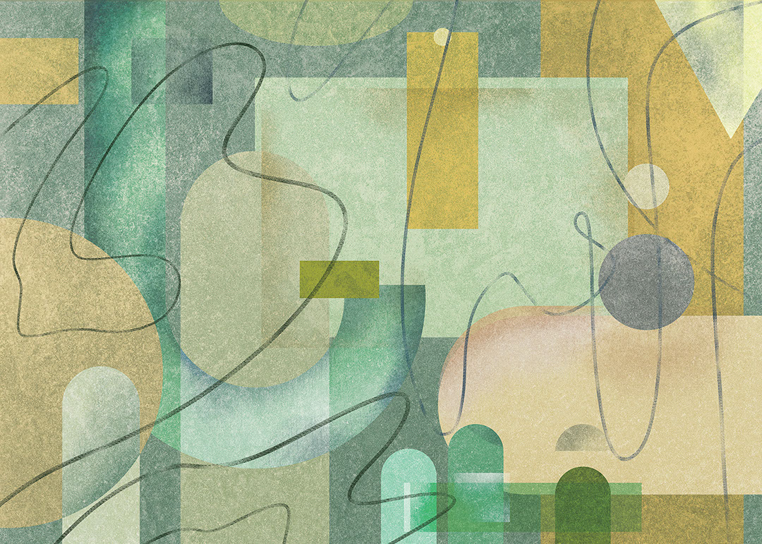 Geometric shapes in green tones wall mural