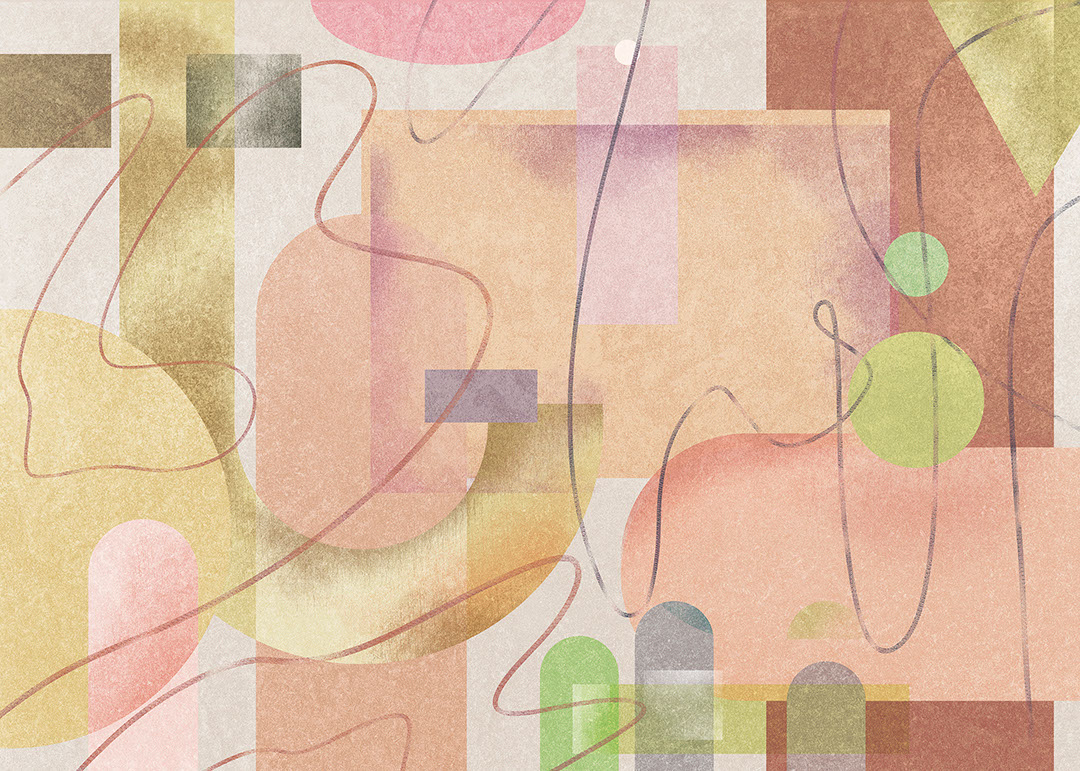 Geometric shapes in warm tones wall mural