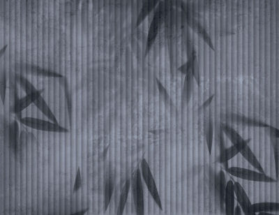 Dark blue palm leaf prints wall mural with 3D panels effect